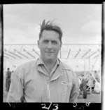 Portrait of Jack Brabham, Grand Prix Driver at Ardmore Aerodrome Racetrack, South Auckland
