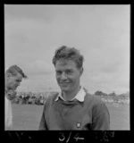 Portrait of Ronald Flockhart, Grand Prix Driver at Ardmore Aerodrome Racetrack, South Auckland