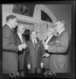 Fron left, R Smith, W S Goosman, T J Smith, Tom Powell, W L Paterson at Wright Stevensons Ltd yearling sales reception at the Grand Hotel, Wellington