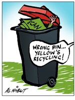 Nisbet, Alastair, 1958- :'Wrong bin...yellow's recycling!'. 8 September 2012