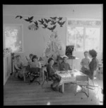 Days Bay Play Centre with unidentified children and teacher within a classroom, Eastbourne, Lower Hutt, Wellington Region