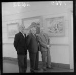 S B MacLennan, G G Watson and Sir John Collins at the National Art Gallery, Wellington