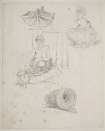 [Angas, George French] 1822-1886 :Patua or bucket; slave preparing the stinking corn; Henaki or eel net