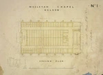 Beatson, William, 1807-1870 :Wesleyan Chapel, Nelson. No. 1. Ground plan. [August-September 1857].