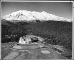 Aerial view of the Chateau with Mount Ruapehu in the background - Photograph taken by R V Francis Smith