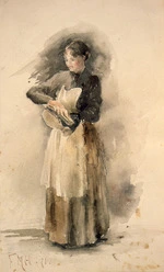 Hodgkins, Frances Mary, 1869-1947 :[Maid blacking boot. 18]91.