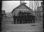 Petone fire-brigade station, with firemen, about 1901