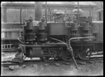 "R" class Fairlie steam locomotive rigged with air compressors, at the Petone Railway Workshops.