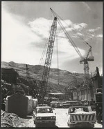 Clyde Dam under construction, Clutha River, New Zealand