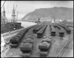 Wagons on a Greymouth wharf