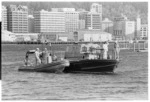 The lifeboat "Sealord Rescue" and the Wellington Volunteer Coastguard vessel "UDC Finance Rescue" entering Chaffers Marina, Wellington - Photograph taken by Ray Pigney