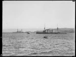 Ibuki (left) and HMS Minataur, Wellington Harbour