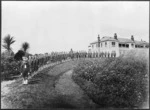 Boys outside the Mercy Jenkins Boys' Home, Eltham, Taranaki