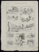 Illustrated London News :Sketches on the West Coast coaching-road of Canterbury and Nelson, New Zealand. Illustrated London news, March 16, 1889, page 339.