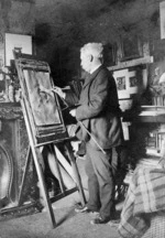 William Mathew Hodgkins painting in his studio at Cranmore Lodge