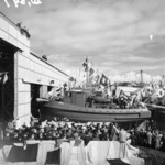 Official launching ceremony for eight motor tow-boats built in Auckland for United States armed forces