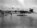 B&W Boeing seaplane at the New Zealand Flying School, Kohimarama, Auckland