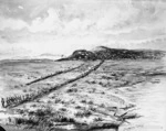 Cole, Herbert Robert, 1890-1962 :The skirmish at St Johns Wood, Wanganui [1847. Copied ca 1921]