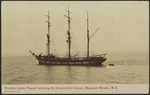 Postcard. Timber-laden vessel waiting for favourable breeze, Kaipara Heads, N.Z. E.R. series, 57 [posted 1908]