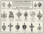 Stewart Dawson & Company :Fashionable pendants. This illustration shows only a few of our lovely pendants. The Weekly Graphic and New Zealand Mail for February 24, 1909, page 35, lower half.