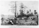 Angas, George French, 1822-1886 :On the Waikato at Kapou ; travelling party with their canoes halting to cook their midday meal / George French Angas delt. ; Day & Haghe, lithrs. - London ; Smith, Elder & Co., [1847]