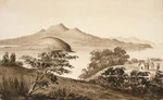 Hoyte, John Barr Clark, 1835-1913 :Mt Rangitoto from St George's Bay, Auckland [ca 1860]