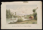 Ryan, Thomas, 1864-1927 :Lake Taupo and Waikato River, with Tongariro and Ruapehu. Litho. at the N.Z. Graphic and Star Printing Works, from a painting by T Ryan [1893]