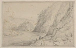 [Swainson, William] 1789-1855 :Road round the second gorge, entering the upper valley of the Hutt. [1849?]