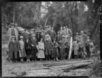 Unidentified Americans gathering at Campbells Mill, Akatarawa