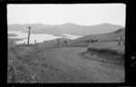 View of Duvauchelle Bay and Barry's Bay from road, Banks Peninsula, Canterbury