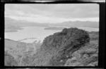 View of Lyttelton and harbour from the Port Hills, Banks Peninsula, Canterbury Region