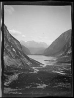 View of river in glacial formed mountain valley, Lake Marian and Ailsa mountains, Hollyford, Southland Region