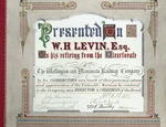 Illustrated address presented to W H Levin Esq on his retiring from the directorate of the Wellington and Manawatu Railway Company