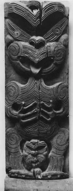 Maori wooden carved panel, Spa Hotel dining room, Taupo