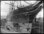 Barque Ranee awaiting repair in the dry dock at Port Chalmers