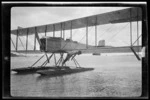 Diving off B&W Boeing seaplane "F", New Zealand Flying School, Kohimarama, Auckland