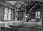 Interior view of St Faith's Anglican Church, Ohinemutu, 1916.