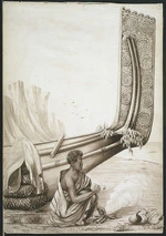 [Williams, John] d. 1905 :Stern of a canoe. Auckland, N.Z. [ca 1845]