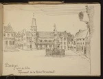 O'Grady, James, 1882?-1956 :Bavay; Hotel de Ville and Monument de la Reine Brunehaut [1918-1919]