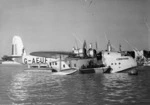 BOAC Short seaplane Corinthian delivering mail at Cairo, Egypt, during World War II
