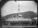 Parade float 'H M S Petone' used in a procession in Petone celebrating the end of the South African War