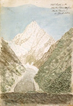 Haast, Johann Franz Julius von, 1822-1887: Mt Cook with Hooker Glacier from Muller Glacier, 5 April 1862.