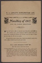 W E Lippiatt (Firm) :W E Lippiatt's supplementary list. Novelties of 1917, with the raisers' descriptions [Front page. 1917]