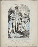 Hiscocks, Ercildoune Frederick, fl 1899-1940s :The picture of the year. H M King George and - H E H British Empire Adviser in chief - by John Sargent R A. Purchased by public subscription & presented to H I H the German Emperor. J S. E F Hiscocks [1911]