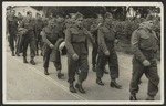 Soldiers marching out from Burnham Camp, Christchurch - Photograph taken by Elmar Studios