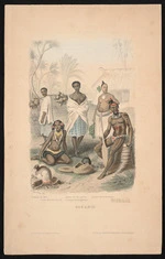 [Philippoteaux, Henri Felix Emmanuel?], 1815-1884 :Oceanie. Homme de Taiti, Jeune fille des iles Viti; Femme de l'ile Opolou (Archipel des Navigateurs); Femme de l'ile Routouma; Naturel des iles Iros (Archip. des Carolines). Pierre sc., Laurent imp., r. St Jacques 71, Paris. Publie par Dufour Mulat et Boulanger [1859]