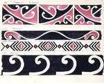 Godber, Albert Percy, 1876-1949 :[Drawings of Maori rafter patterns]. 174. "Hinemihi", Te Wairoa; 175. "Outlook"; 176. Tuhourangi; 177. Original. [1943?]