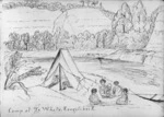 Crawford, James Coutts, 1817-1889 :Camp at Te Whata. Rangitikei R [23 Dec 1861]