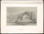 Swainson, William, 1789-1855 :Huts of the first settlers in ruins. Petoni Beach, N.Zd. [ca 1846]