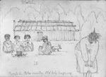 Crawford, James Coutts, 1817-1889 :Papotahi. Patea country. Old lady tangi-ing [21 Jan 1862]